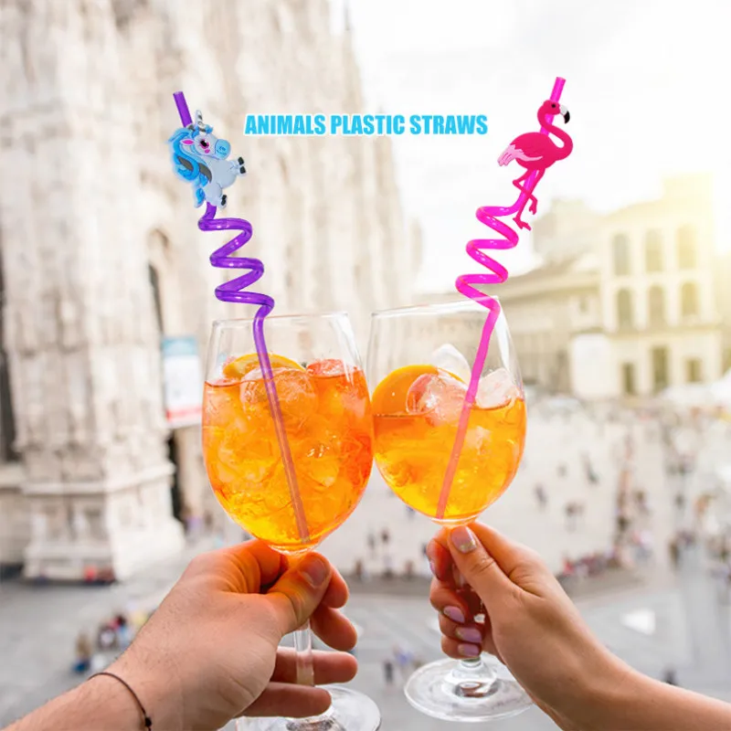 4 шт./компл. детские пластиковые соломинки с мультяшным единорогом в форме милого