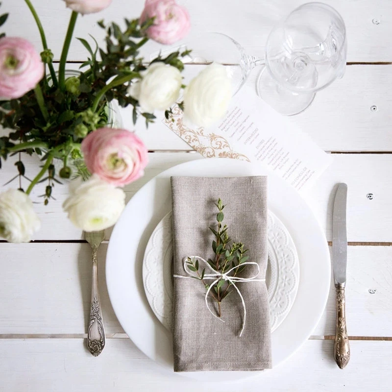 

12Pcs Linen Napkins Linen Fabric Napkin Table Dinner Napkins For Wedding Party 5 Size Available