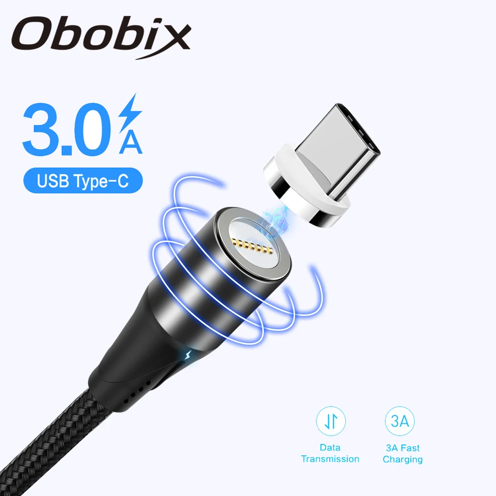 Магнитный кабель Obobix USB Type C для быстрой зарядки и передачи данных зарядное