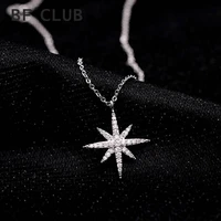 sweet fashion wild shooting star shines single eight pointed star necklace 925 sterling silver temperament women clavicle chain