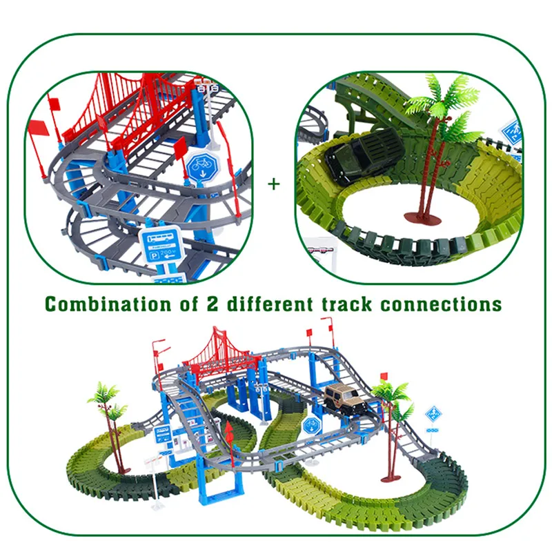 Военная железная дорога гоночный трек игровой набор обучающий гибкий светящийся