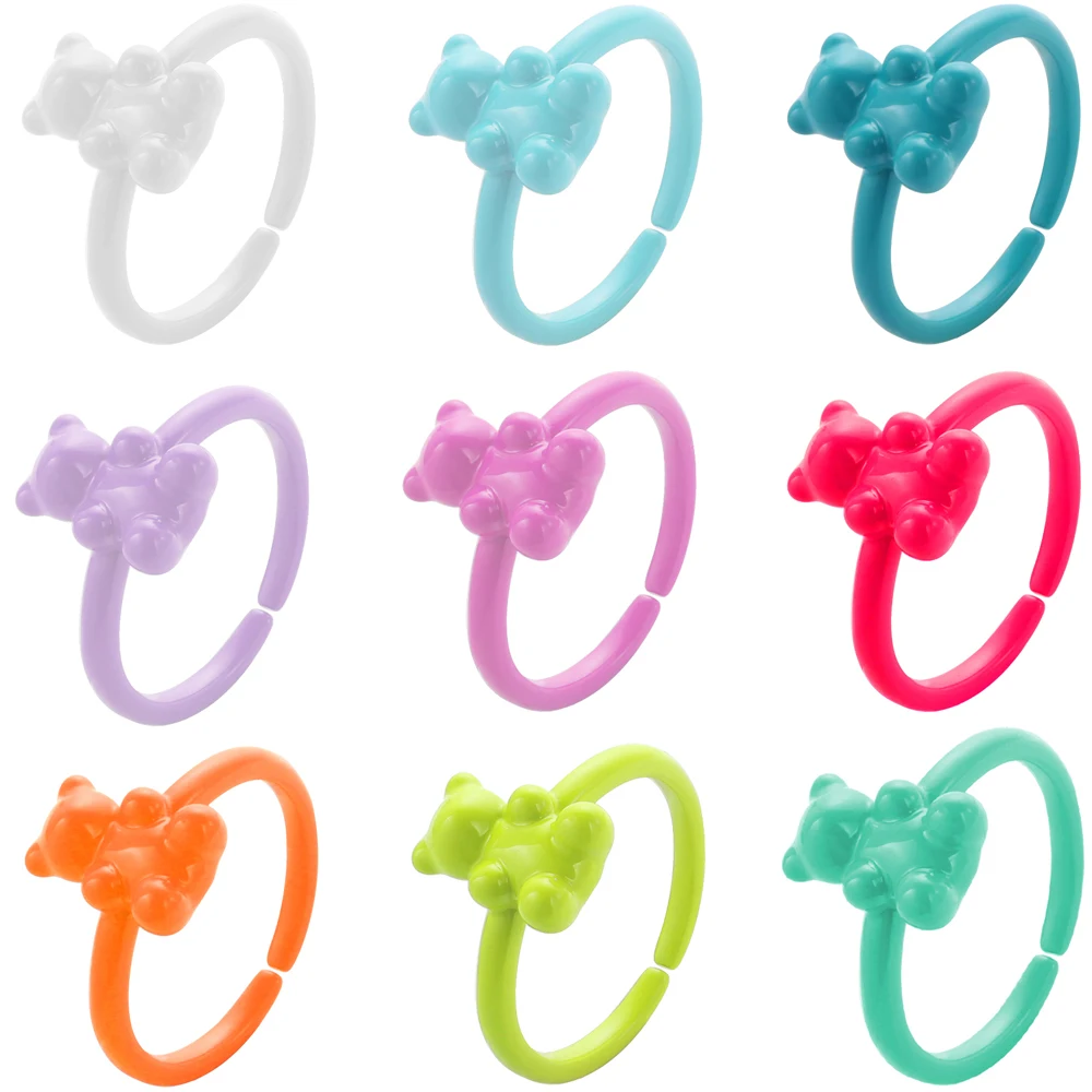 2021 Новое Красочное Кольцо "Ins Candy Bear" из Меди для Женщин с Неоновым Металлическим Капельным Маслом, Регулируемое, Открытое для Вечеринки, Летнего Ювелирного Подарка.