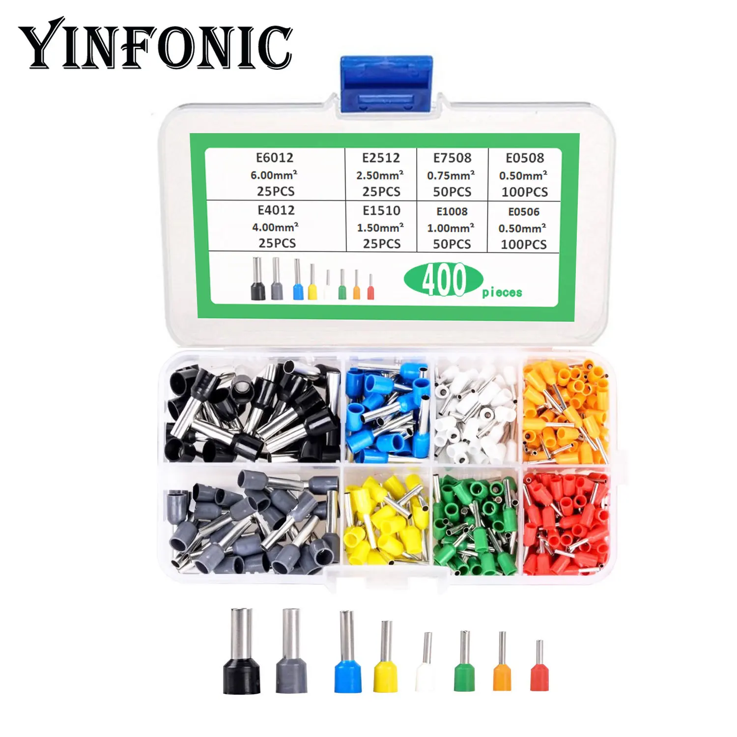 8 значений 400 шт. стандартная трубчатая трубка европейского стиля E изолированная