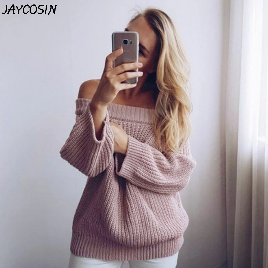 JAYCOSIN женские свитера с круглым вырезом и длинным рукавом однотонный вязаный