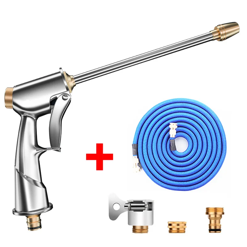 

1 Set High Pressure Car Wash Water Gun Upgrade Alloy Tip Telescopic Hose and 3pcs Alloy Joints Connector Garden Watering Tools