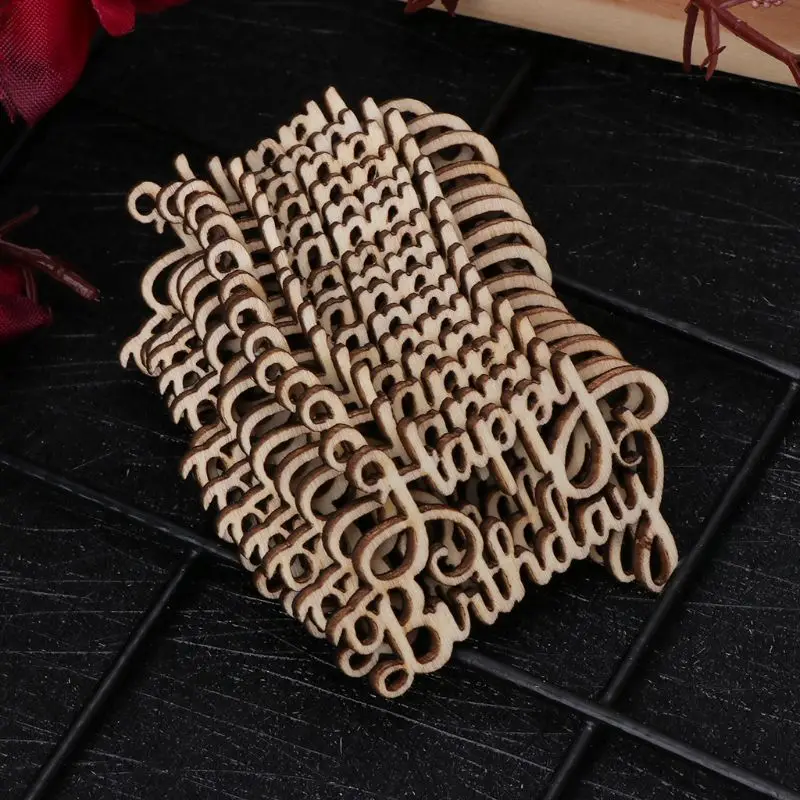 15 шт. деревянные счастливый день рождения Таблица Конфетти посыпать Цветы Винтаж