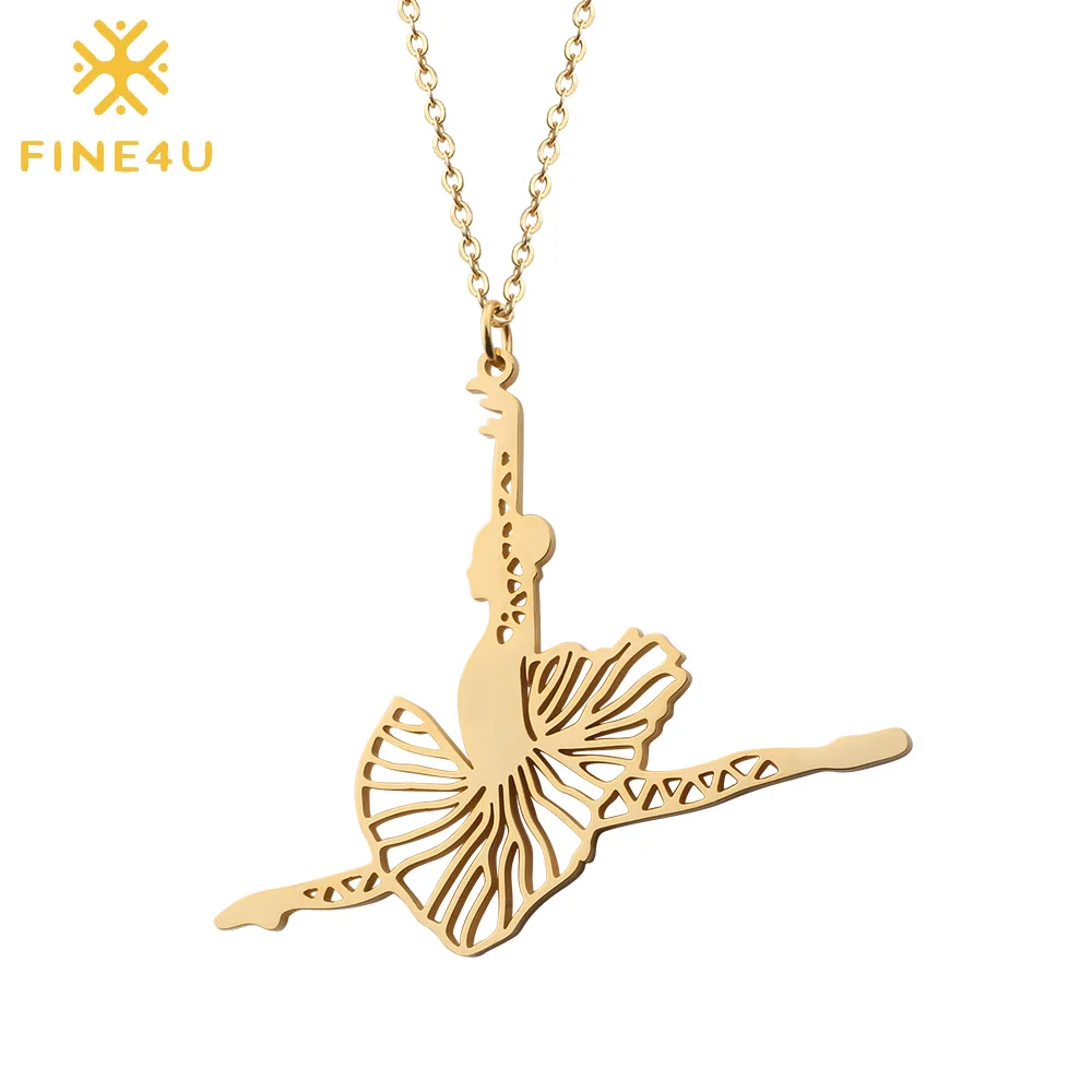 Ожерелье с подвеской для танцев балерины из нержавеющей стали|Ожерелья