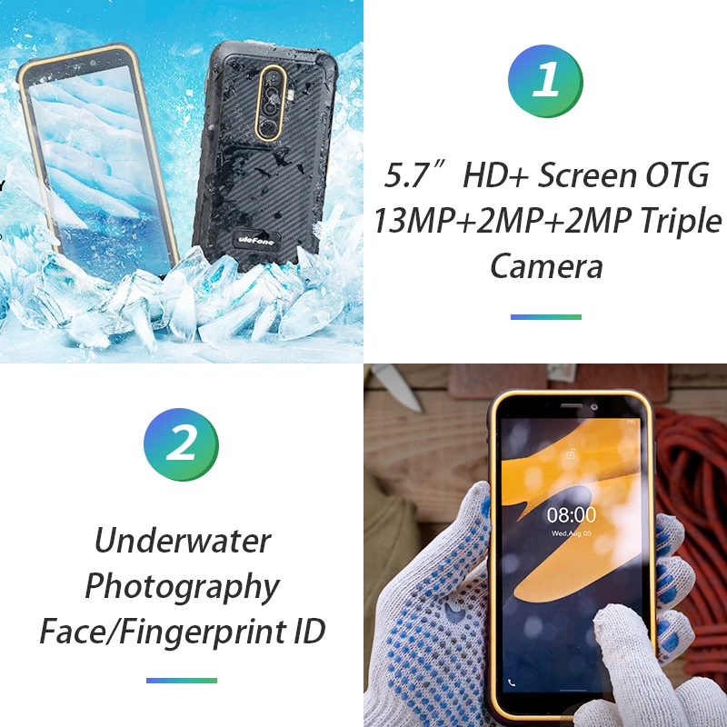 Смартфон Ulefone Armor X8i защищенный Android 11 5 7 дюйма 3 + 32 ГБ IP68 NFC 4G LTE |