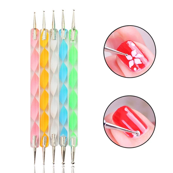 5 шт 2Way Nail Art точечные ручки акриловая ручка DIY живопись точечный карандаш для