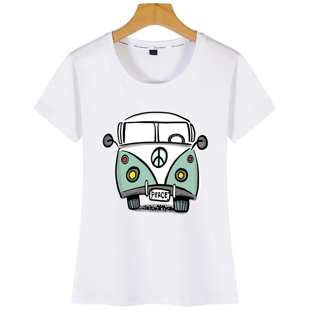 Женская белая футболка хиппи Драйв с круглым вырезом на заказ | одежда