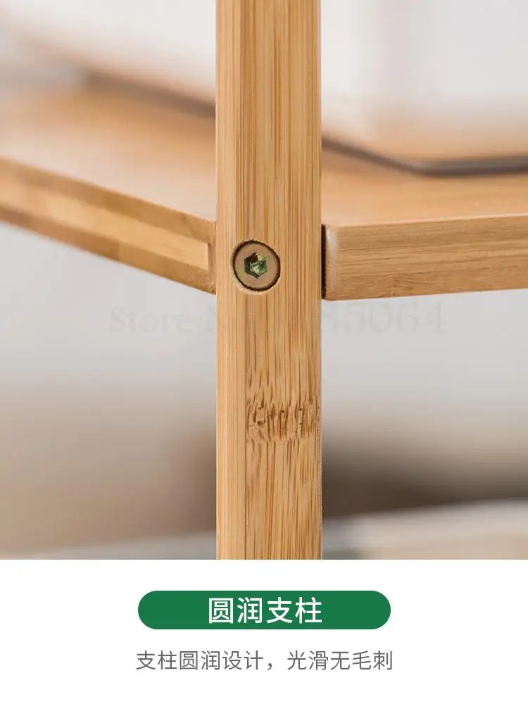 Бамбуковый боковой столик для гостиной маленький низкий угловой шкаф