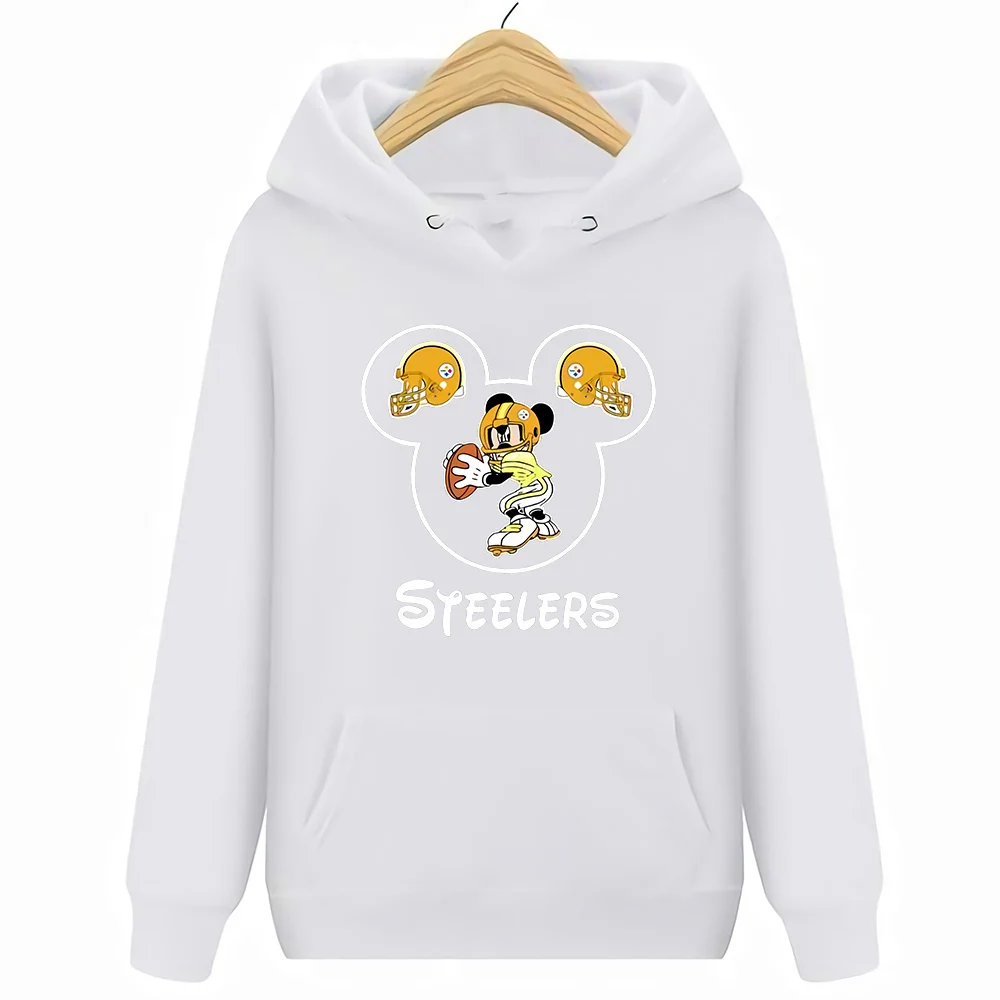 Белый Питтсбург уличная Harajuku хлопок Steelers Микки Маус толстовки и толстовки - Цвет: Белый