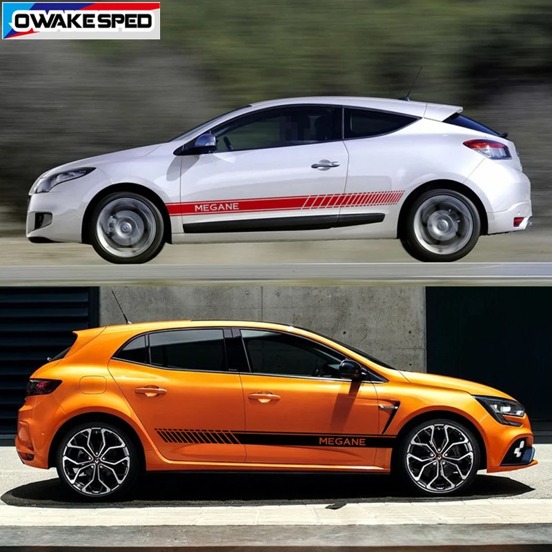 Двусторонняя Автомобильная спортивная полоса для Renault Megane GT RS Coupe дверь юбка