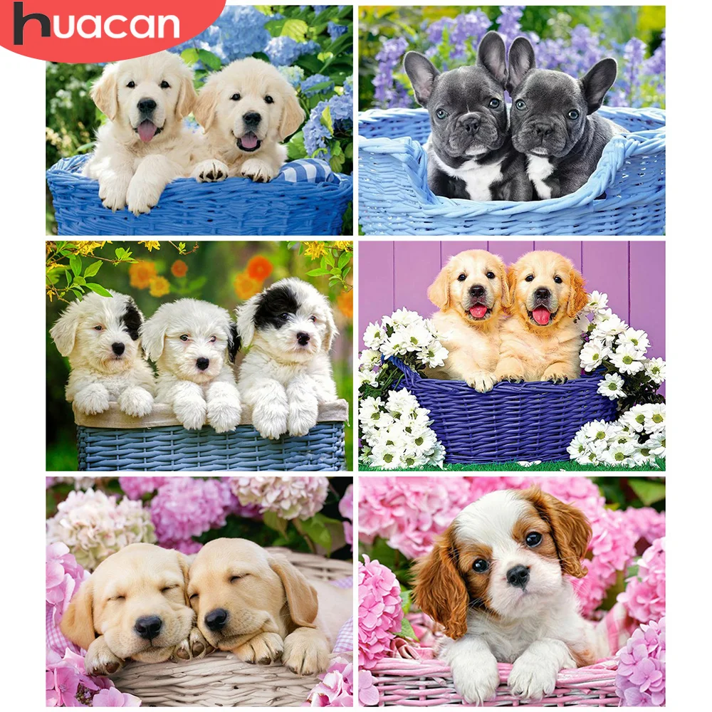 

HUACAN Full SquareDiamond Painting Dog Diamond Embroidery Animal Cross Stitch 5D DIY Mosaic Diamond Art Rhinestone Home Decor