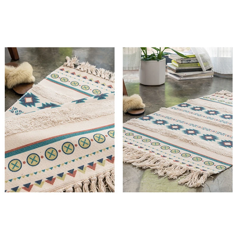 Современный хлопковый ковер в скандинавском стиле с геометрическим узором