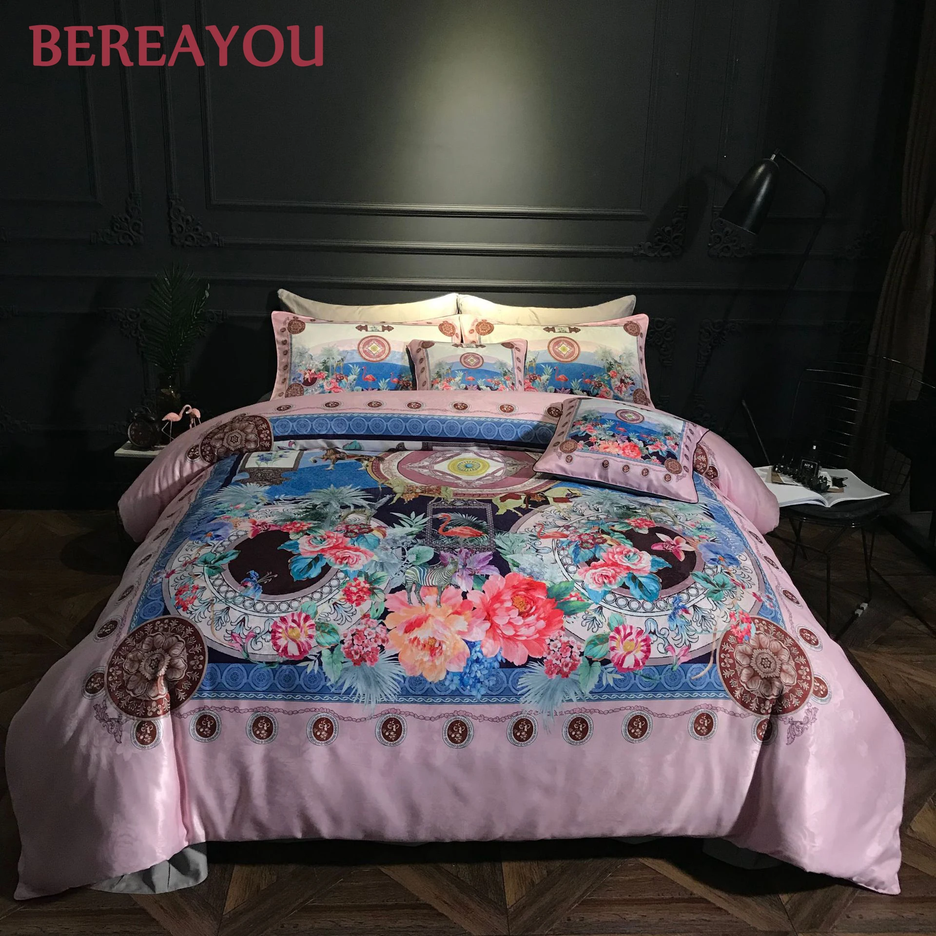 6 шт. роскошные комплекты постельного белья хлопок европейский стиль с принтом