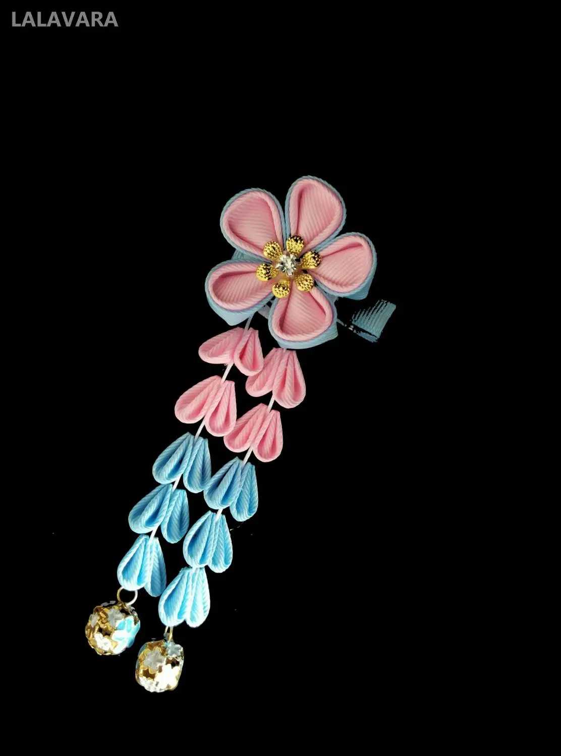 LALAVARA 10 шт. лента ручной работы Сакура цветет kanzashi шпильки аксессуары для волос азиатские девушки леди шпильки с цветком