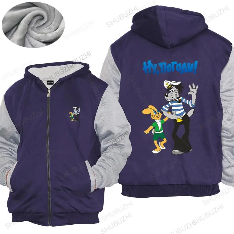 

men winter warm black hoody Cartoon Well Just You Wait V1 Nu Pogodi Tv Series 1986 male thick hoodies euro size