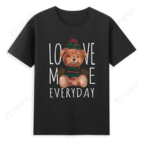 2021 new bear t shirt kawaii anime female short sleeved animal cotton print unisex black cartoon bear top