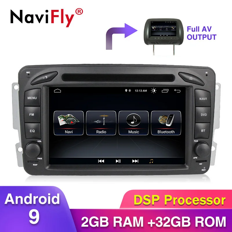 NaviFly Android 9 автомобильный dvd мультимедийный плеер радио для Mercedes Benz W209 W203 W168 ML W163 W463 Viano W639 Vito gps Navi BT