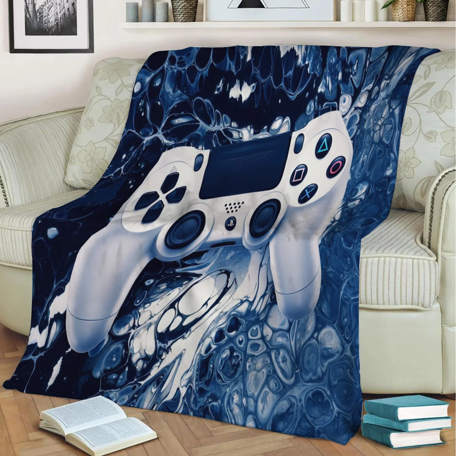 Контроллер синий 2 пледы Одеяло принт зауженного кроя без s Мягкий материалом