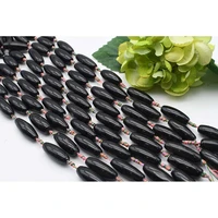 2strandslot 35mm natural smooth black cylindrical agate stone beads for diy bracelet necklace jewelry making strand 15