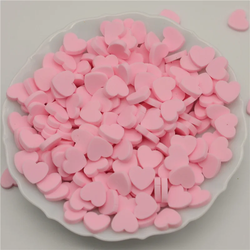 light pink 300 шт.(50 г) 8 мм полимерные Горячая полимерная глина, с милыми сердечками для ремесленничество, сделай сам, конфетти Slime украшения - Цвет: light pink