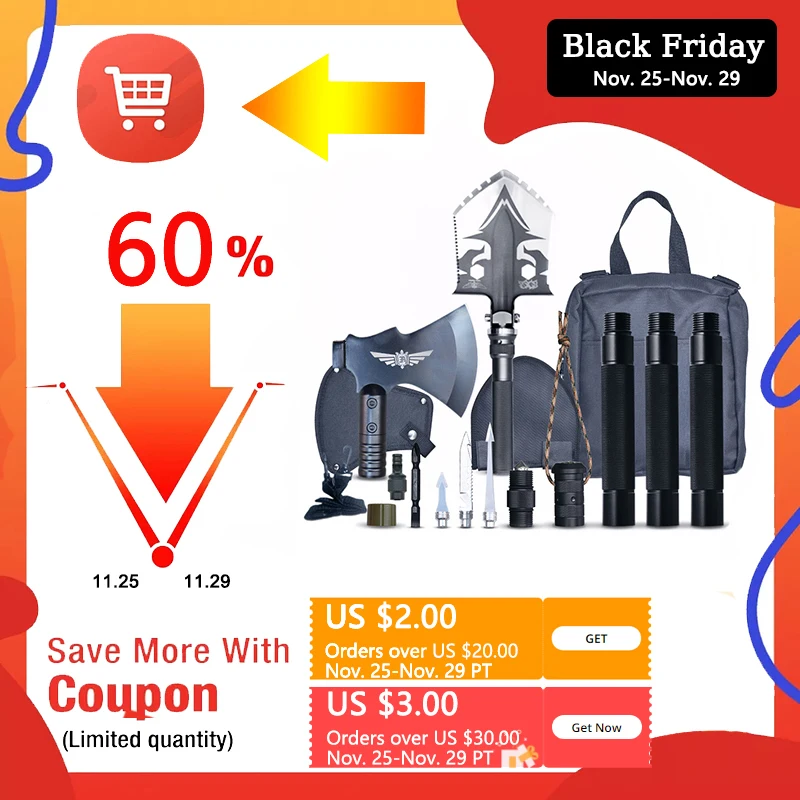 

Топор Всемогущий Орел, садовый складной Мульти-инструмент с фонариком, для повседневного использования, кемпинга, защиты