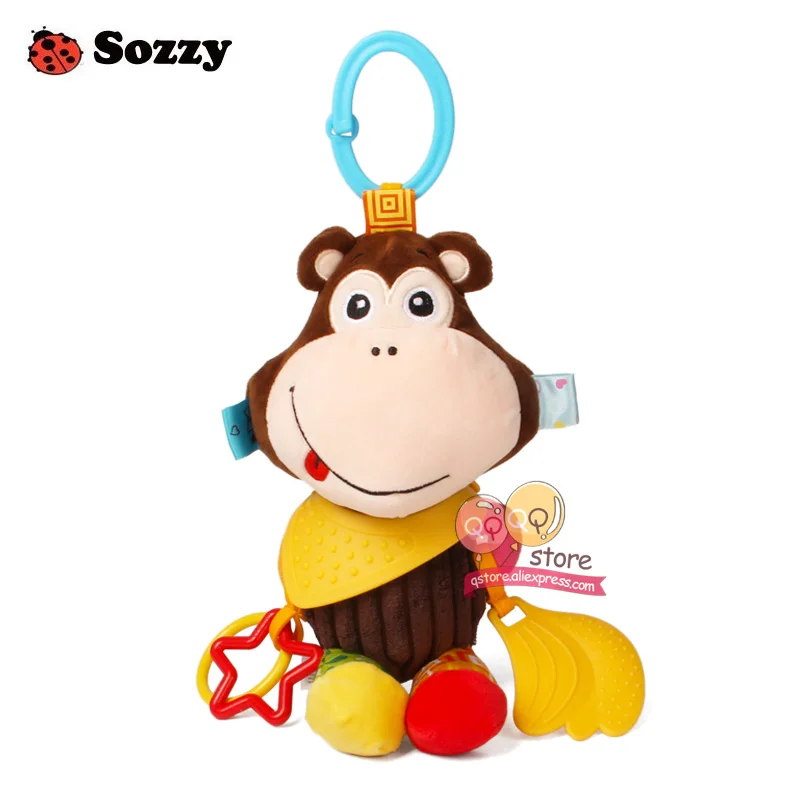 Sozzy милые плюшевые мягкие животные текстурированная мягкая кровать подвеска на коляску кроватку Декор активность игры Забавные игрушки для детей мобильный - Цвет: Monkey