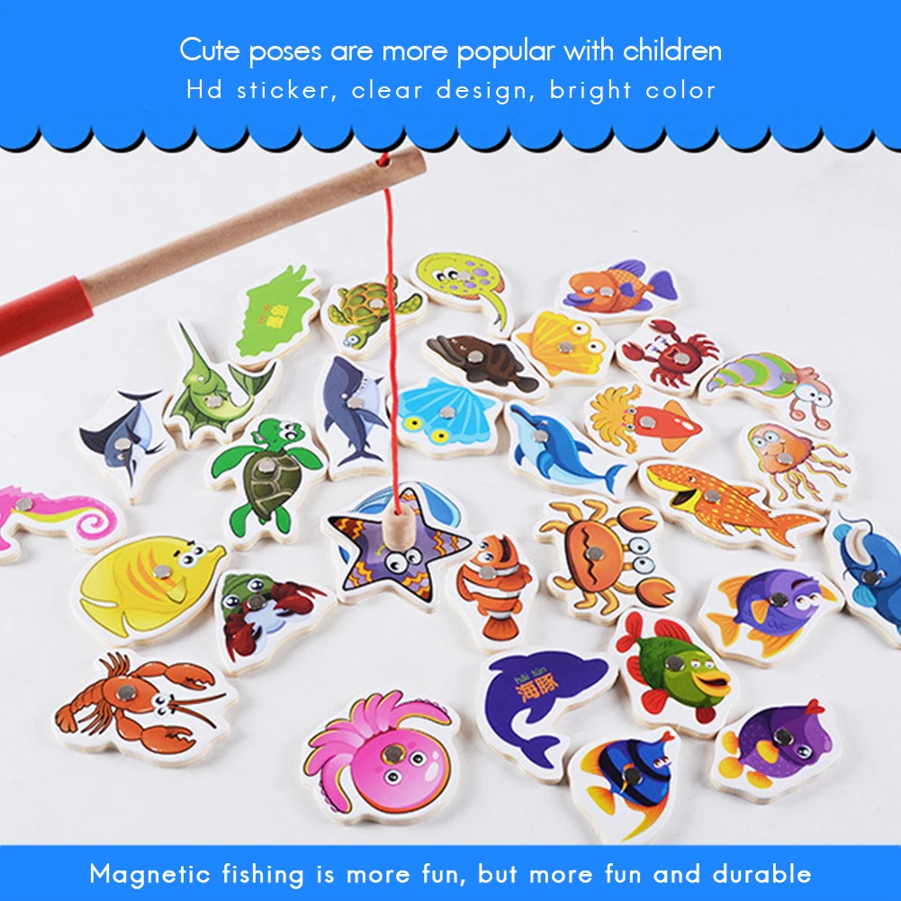 Детские деревянные магнитные рыболовные игрушки Раннее развитие и образование