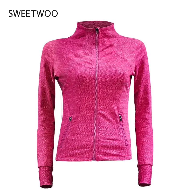 

Women's Lapel zipper running jacket long sleeve sportswear women's yoga exercise coat fitness shirt