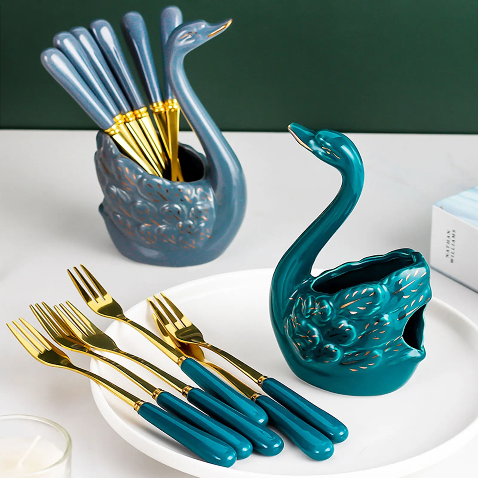 Роскошная керамическая подставка для ложки Кухня вилка Столовые приборы ящик