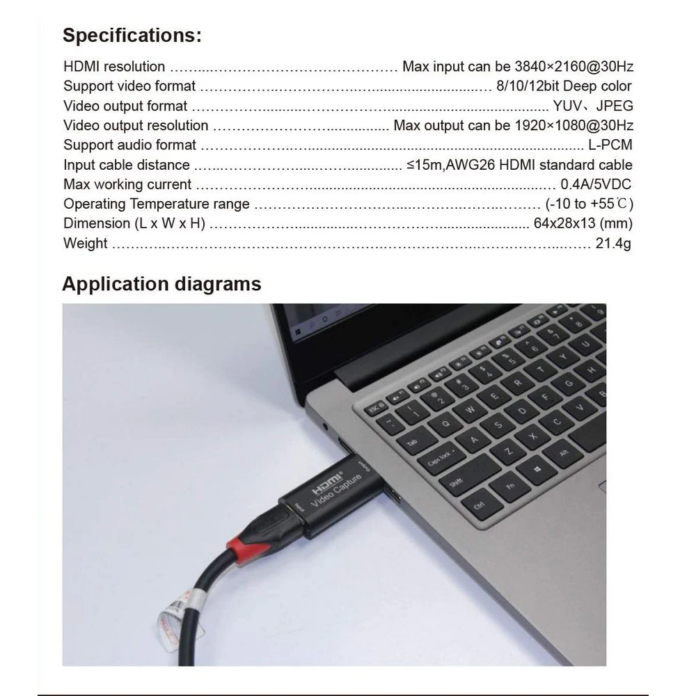 Карта захвата аудио и видео HDMI на USB 1080p USB2.0 HD захват через хранилище DSLR камера
