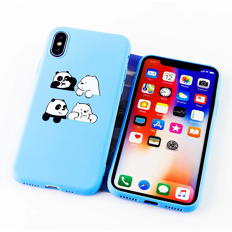 8630-blue Забавные чехлы для телефонов с пандой для iPhone X XS MAX XR 8 7 6 s Plus, мягкие силиконовые облегающие накладки на заднюю панель - Цвет: 8630-blue