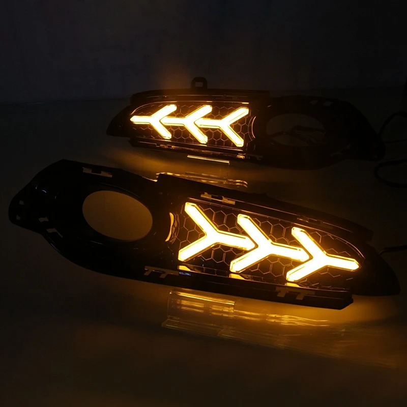 

for 2016-2018 Honda HRV Pair Front LED DRL Daytime Running Light with Turn Signal Fog Light Lamp (Three-Color Light)