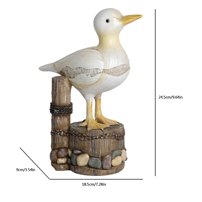 

Mediterranean Resin Seabird Stump Figurine Ornament Realistic Seagull Statue Sculpture Coastal Beach Home Decoration
