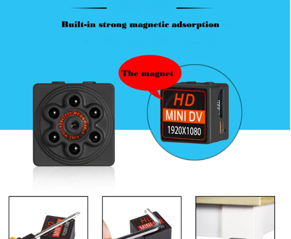 JOZUZE S1000 мини-камера Full HD 1080P Спортивная камера с ночным видением для автомобиля DV DVR Простая установка камеры для защиты дома
