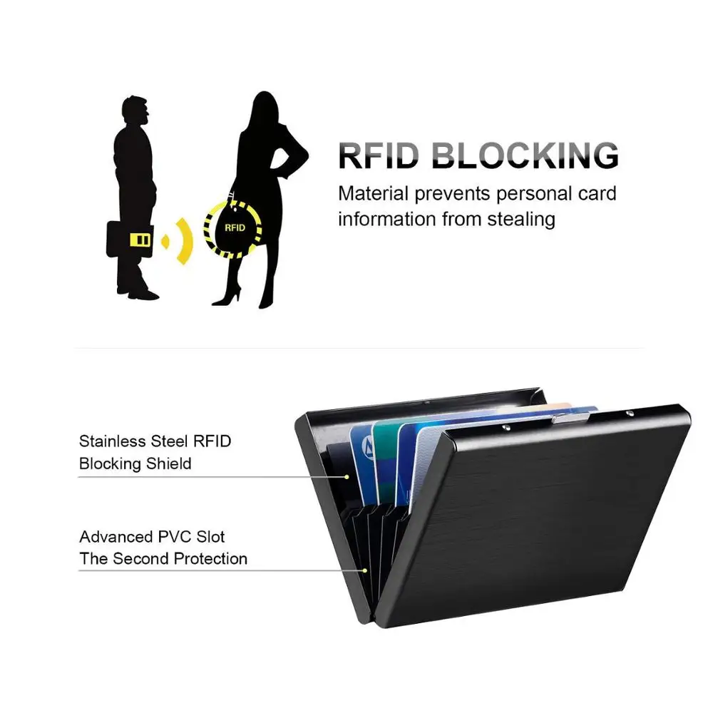 RFID металлический держатель для кредитных карт протектор из нержавеющей стали кошелек для кредитных карт тонкий RFID металлический чехол для кредитных карт для женщин или мужчин
