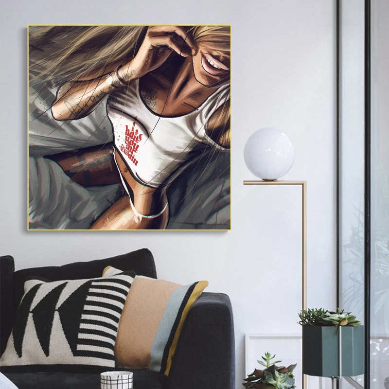 Крутая сексуальная девушка тату поп граффити улица Секс Женщины картина маслом