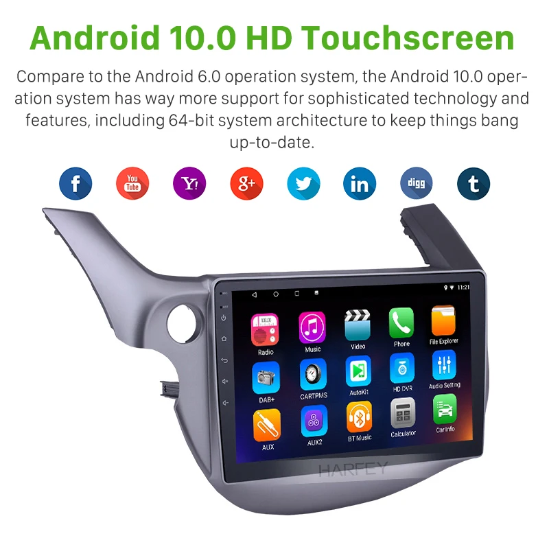 Автомагнитола Harfey 2Din сенсорный экран 10 1 дюйма Android 0 GPS стереозвук для Honda Fit