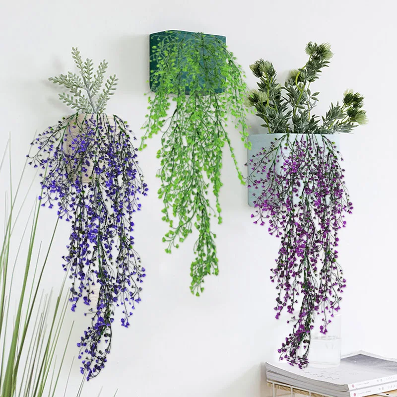 

80cm Artificial Plants Vines Wall Hanging Simulation Green Plant Wall Decor Fake Rattan Leaves Branches Home Garden Wall Decor