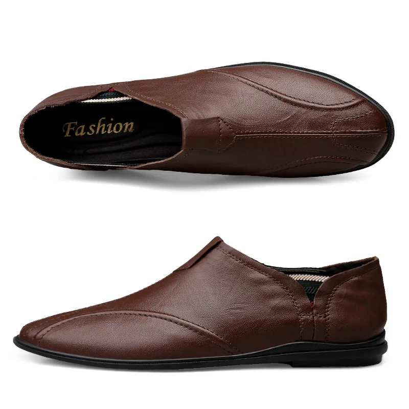 

Dropshipping Shoes Men Genuine Leather Loafers Moccasins Slip On Casual Breathable Shoes Loafers Male Driving Shoes Big Size