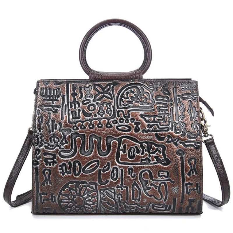 

New style retro high quality women's handbag Female handmade trend shoulder bag Head layer leather lady buy for mother tote bags