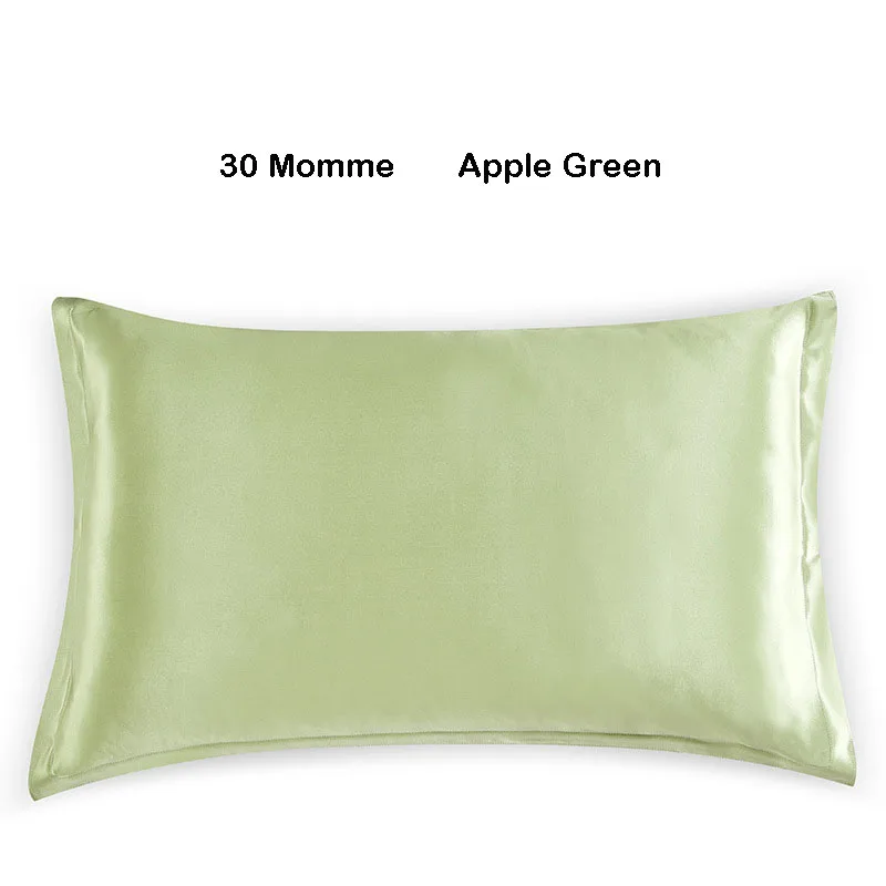 Apple Green 1 piece Чехол для подушки из шелка тутового шелкопряда для волос и кожи, размер королевы 20* 30in 30 Momme, чехол для подушки, шелковые наволочки с застежкой-конвертом - Цвет: Apple Green 1 piece