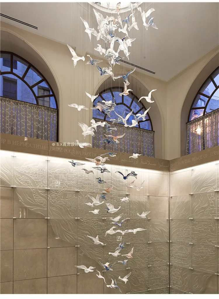 

Bird Bird Seagull Sales Office Sand Table Hotel Lobby Duplex Staircase Mall Atrium Aerial Hanging Light