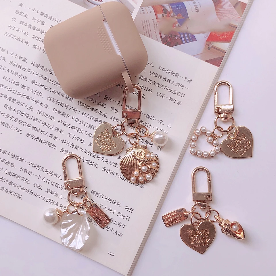 

Fashion Seashell Earphone Cover for Apple Airpods 1 2 Case Cute Wireless Headphone Case Bluetooth Earphone Accessories Key Ring