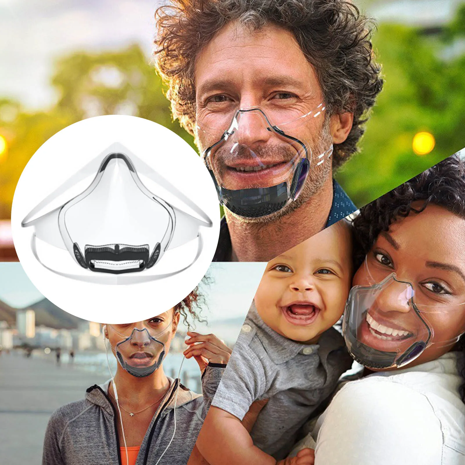 

Kitchen Tools Protective Cover Anti-PM2.5 Reusable Cycling Face Cover Face Shield Anti-Fog Oil Plastic Transparent Mouth Cover