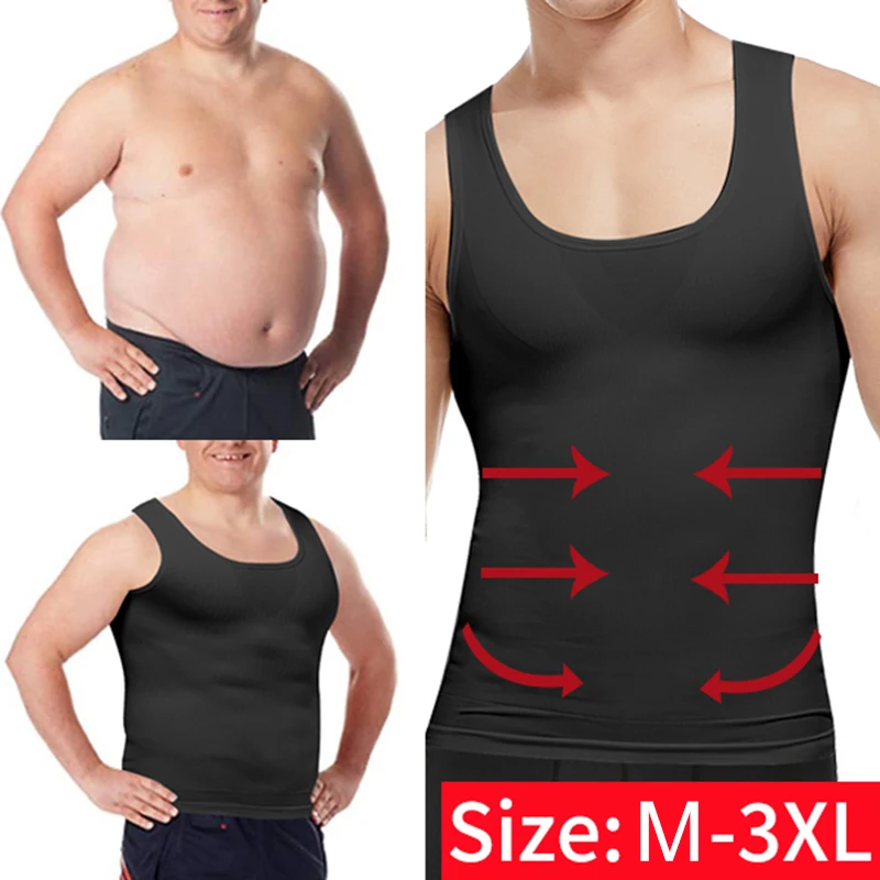 

Mens Compression Tank Top Slimming Body Shaper Vest Shirts Abs Gym Workout Waist Trainer Tops Tummy Control Underwear Shapewear