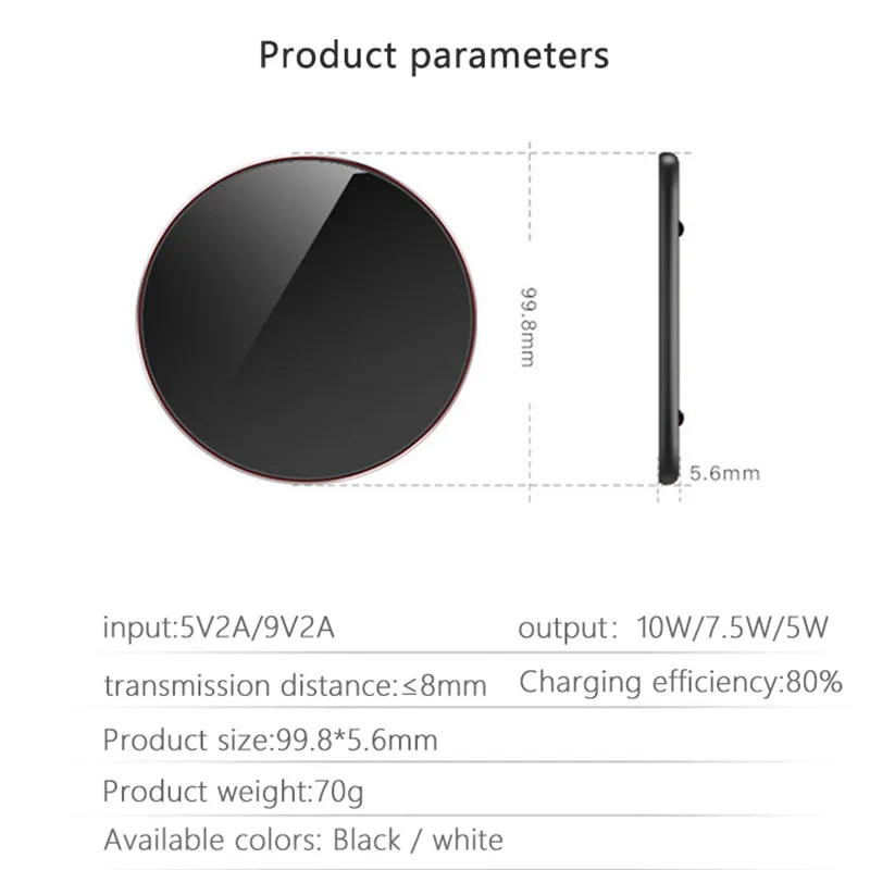 

Wireless Charger Mobile Phone Mirror QI Fast Charging Slim 10w Suitable For iphone12 Huawei Wireless Charging
