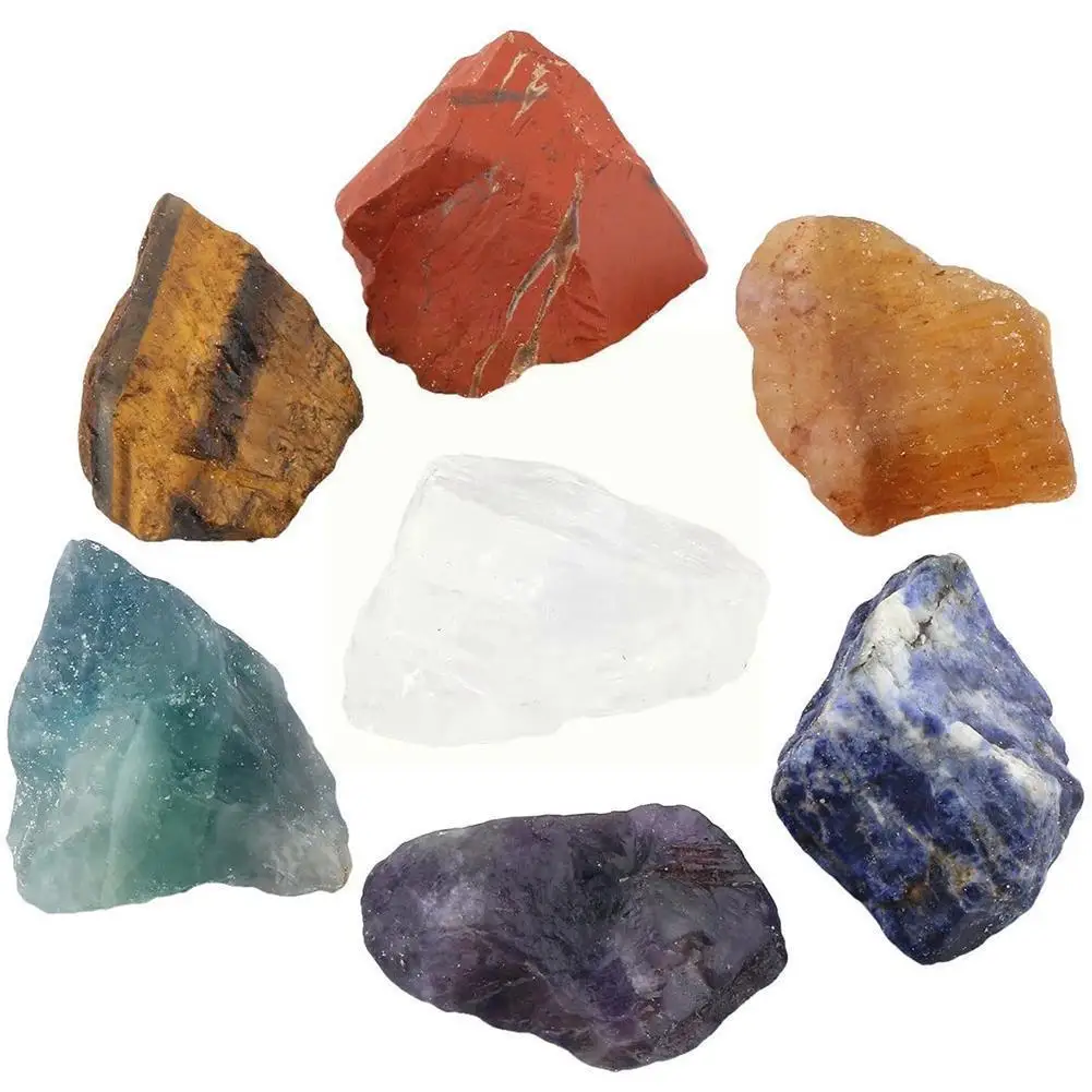 

1 Set Natural Crystal Stone Seven Chakras Large Grain Ore Gift Rough Unpolished Collection Shaperaw Standard Diy H8g4